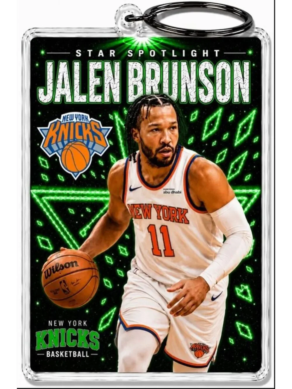 3979 Jalen Brunson Keychain Green Spotlight Premium Keychain No Nameplate